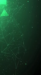 Fototapeta premium Dynamic green digital background with geometric shapes and connections