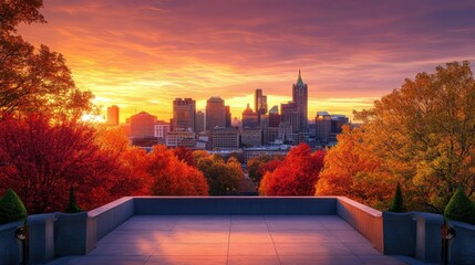 Obraz premium Atlanta Skyline at Sunrise: Autumn's Embrace