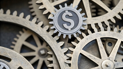 Interlocking gears with dollar signs, symbolizing the mechanics of financial planning.