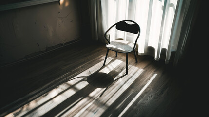 Solitary person sitting on park bench with head bowed, surrounded by barren trees and overcast sky, symbolizing isolation and emotional struggle. Concept of loneliness and mental health.