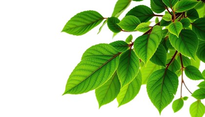 Fototapeta premium Vibrant green leaves, intricate details, crisp white background, background, exotic