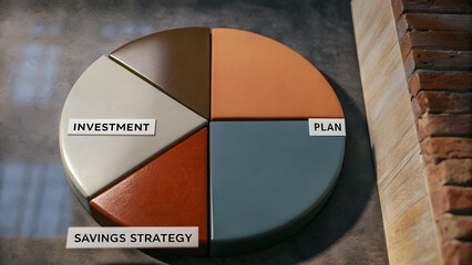 A pie chart divided into segments representing different financial plans.