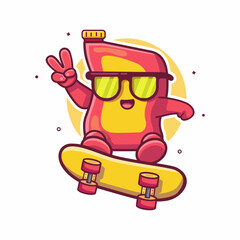 cool lubricant oil bottle character mascot playing skateboard isolated cartoon