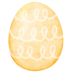 Watercolor orange easter egg illustration on transparent background