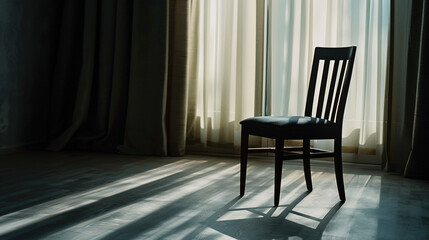 Solitary person sitting on park bench with head bowed, surrounded by barren trees and overcast sky, symbolizing isolation and emotional struggle. Concept of loneliness and mental health.