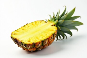 large pineapple chunk isolated on white surface, pineapple, tropical