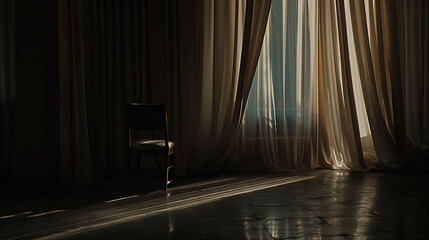 Solitary person sitting on park bench with head bowed, surrounded by barren trees and overcast sky, symbolizing isolation and emotional struggle. Concept of loneliness and mental health.