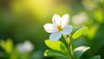 Obraz premium White Oldenlandia capitellata blossoms in early sun, oldenlandia, white blossom