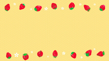 8bit retro game style cute strawberry wallpaper
