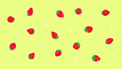 8bit retro game style cute strawberry wallpaper