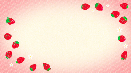 8bit retro game style cute strawberry wallpaper