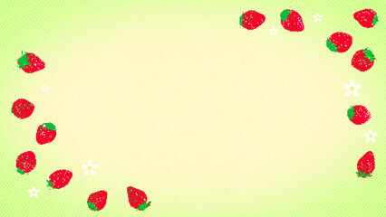 8bit retro game style cute strawberry wallpaper