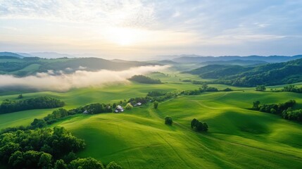 Sunrise Over Rolling Hills