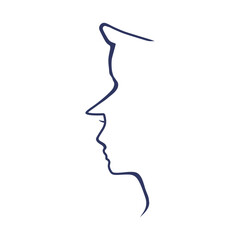 Policewoman face side view icon. Elegant silhouettes of a female head. Avatar profile sign. Thin line style