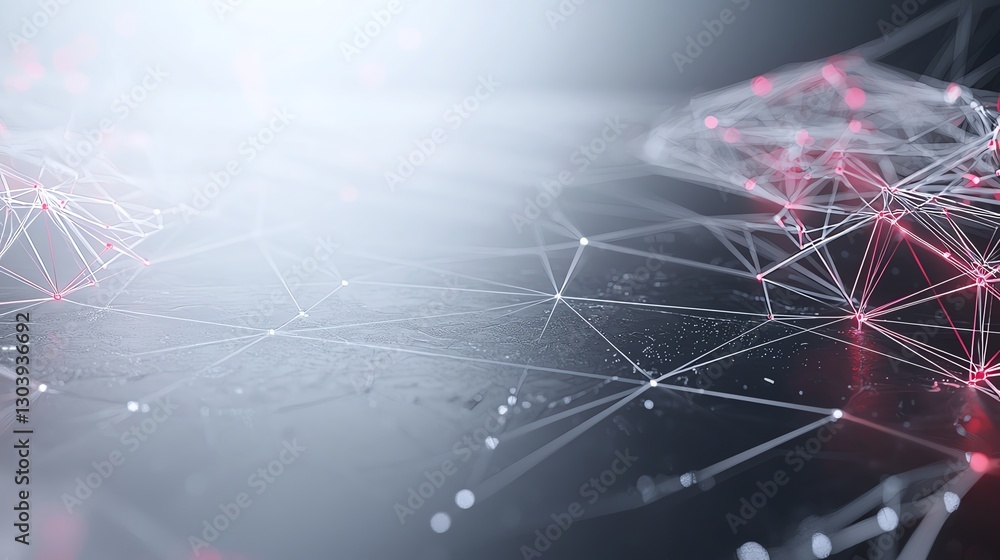 Poster abstract digital connections with red and white lines on gray background, symbolizing modern network
