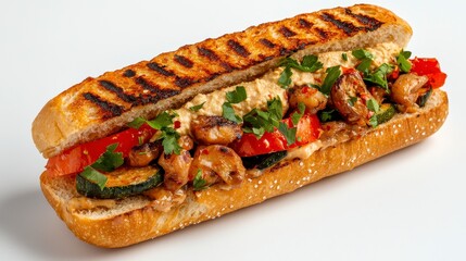 Grilled Chicken and Vegetable Sandwich with Creamy Sauce