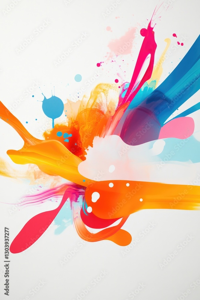 Poster vibrant burst of abstract colorful swirls and shapes with ample copy space evoking creativity and in
