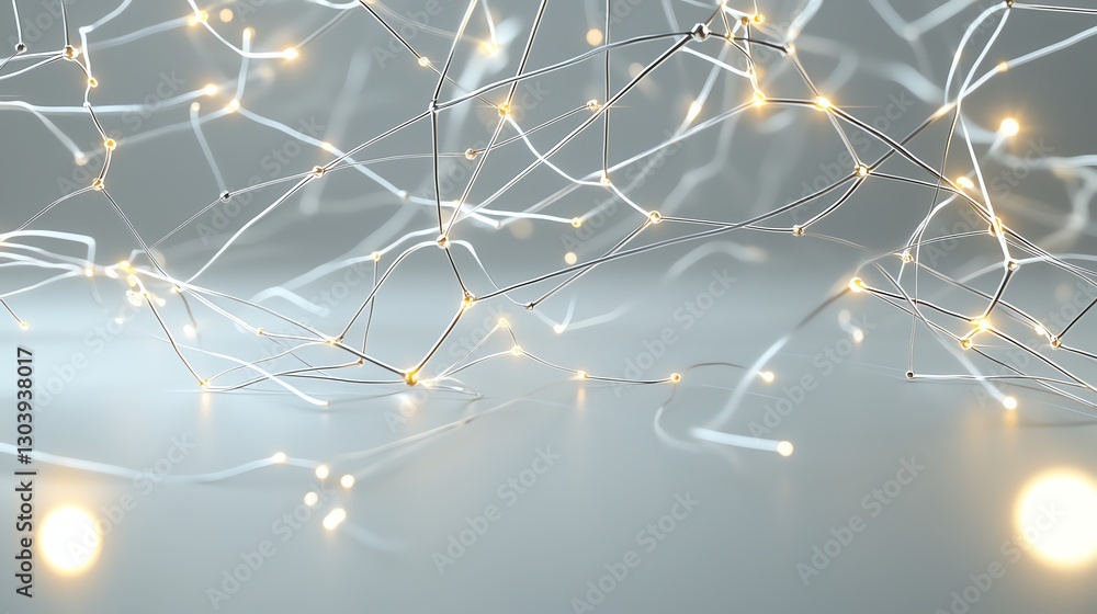 Poster abstract network of glowing lines representing digital connections and technological innovation.