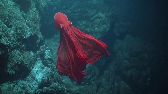 A vampire squid floating in the abyss