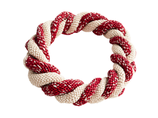 Braided Rope Circle with Red and White Pattern Isolated on Black on transparent background Generative Ai