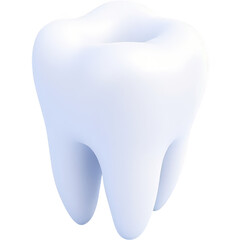 A smooth, stylized 3D illustration of a white tooth, showcasing a clean and polished appearance with soft, rounded edges for a simple, yet striking design.