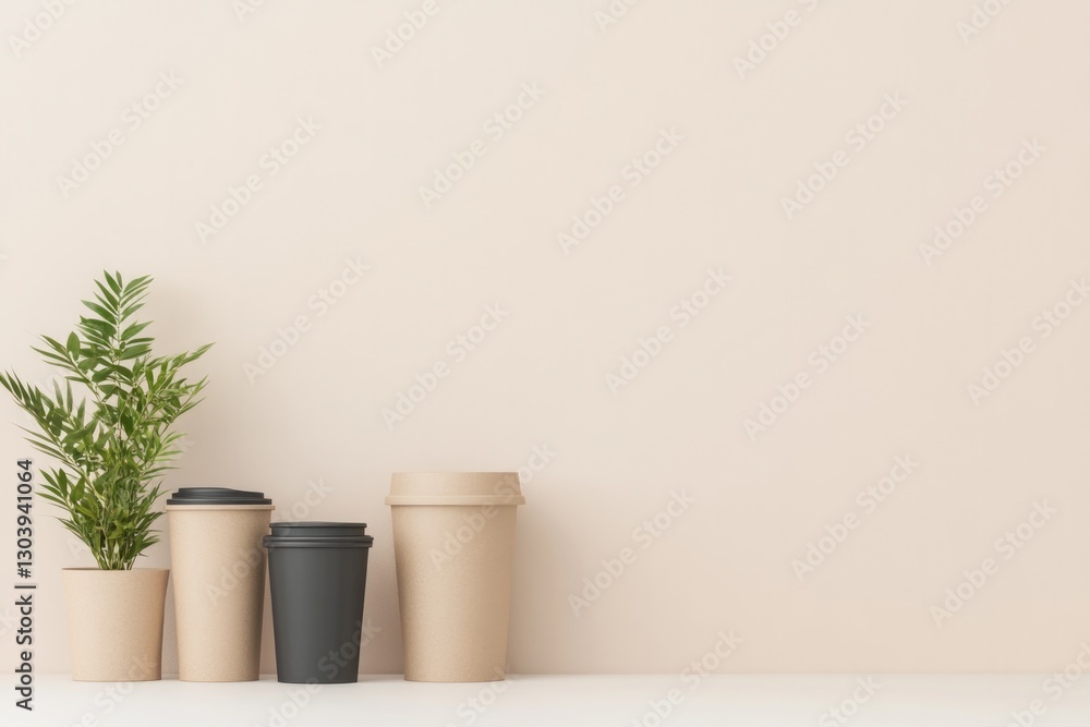 Poster elegant array of eco-friendly packaging options showcased on neutral background highlighting their m