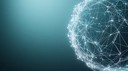 Digital network sphere on abstract background, representing global connectivity and data communication.