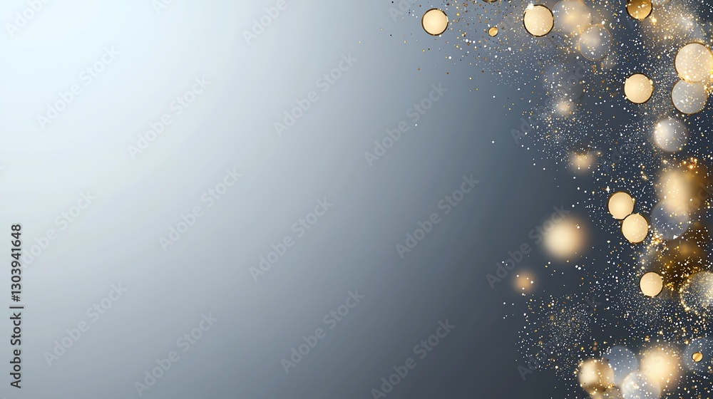 Poster elegant abstract background with gold bokeh lights on a gradient backdrop, perfect for festive desig
