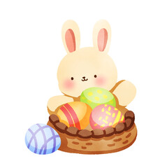 Hand-Drawn Happy Easter with bunny and egg illustration