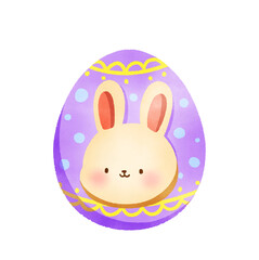 Hand-Drawn Happy Easter with bunny and egg illustration