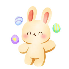 Hand-Drawn Happy Easter with bunny and egg illustration