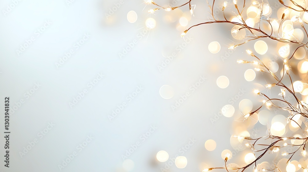 Poster elegant abstract holiday background with twinkling lights and golden branches creating a festive atm