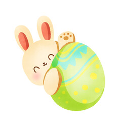 Hand-Drawn Happy Easter with bunny and egg illustration