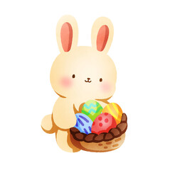 Hand-Drawn Happy Easter with bunny and egg illustration