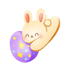 Hand-Drawn Happy Easter with bunny and egg illustration