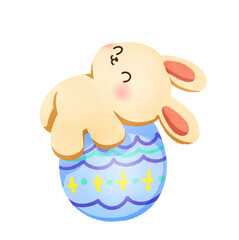 Hand-Drawn Happy Easter with bunny and egg illustration