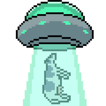 pixel art of alien steal cow