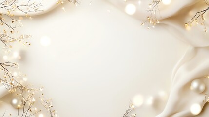 Elegant festive background with soft gold accents and delicate branches, perfect for holiday designs.