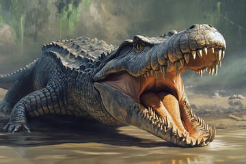 Obraz premium Morelet's crocodile Crocodylus moreletii is also known as the Mexican crocodile