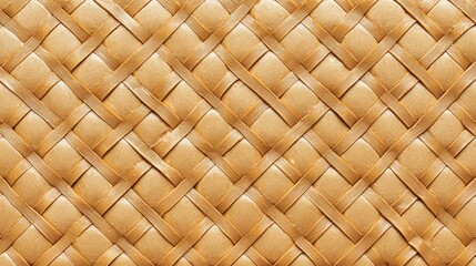 A close-up view of a textured, woven material featuring intricate patterns in light brown tones.