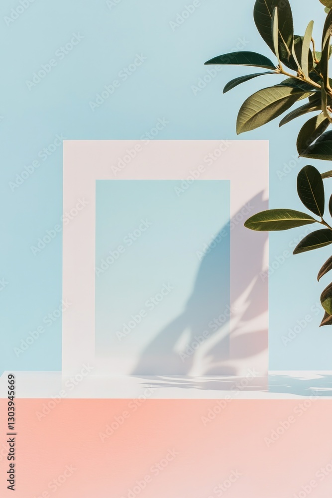 Aufkleber capture minimalistic image of clean white surface juxtaposed with single colorful geometric shape ca