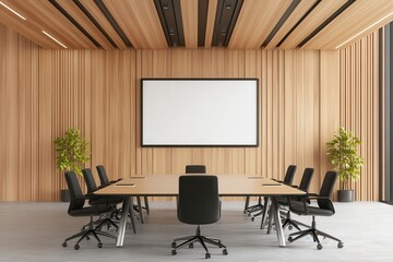 Modern Conference Room with Light Wood Walls