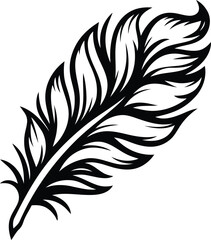 Obraz premium Stylized Feather silhouette vector illustration, Stylized Feather isolated line art vector