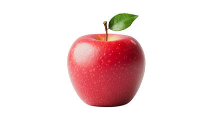 Juicy red apple with fresh green leaf, healthy snack, dietfriendly fruit, closeup image of ripe