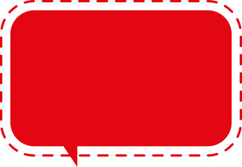 Red speech bubble with dashed outline