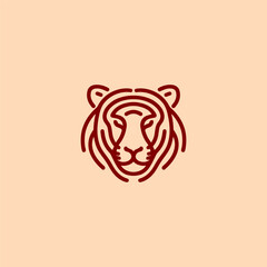 Line Art Tiger Head Logo – A fierce tiger head in line art style, symbolizing power and courage.