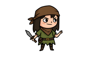 Cartoon Young Medieval Warrior Character Illustration