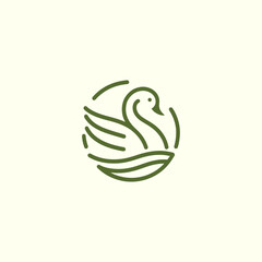 Line Art Swan Logo – A graceful swan logo in line art style, capturing beauty and elegance.