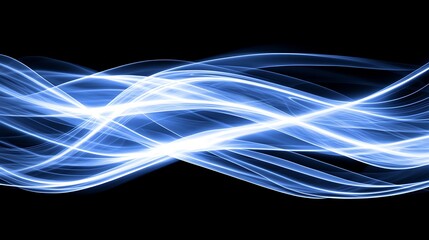 Blue Wave Patterns on Black Canvas for Digital Design Enhancement