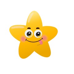 Cute yellow star vactor image, yellow star cartoon character.	